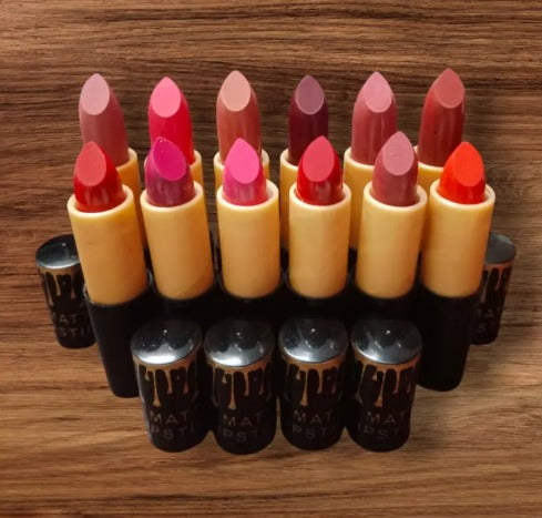 12-pack matte multicolour lipstick set, vibrant shades, long-lasting wear.
